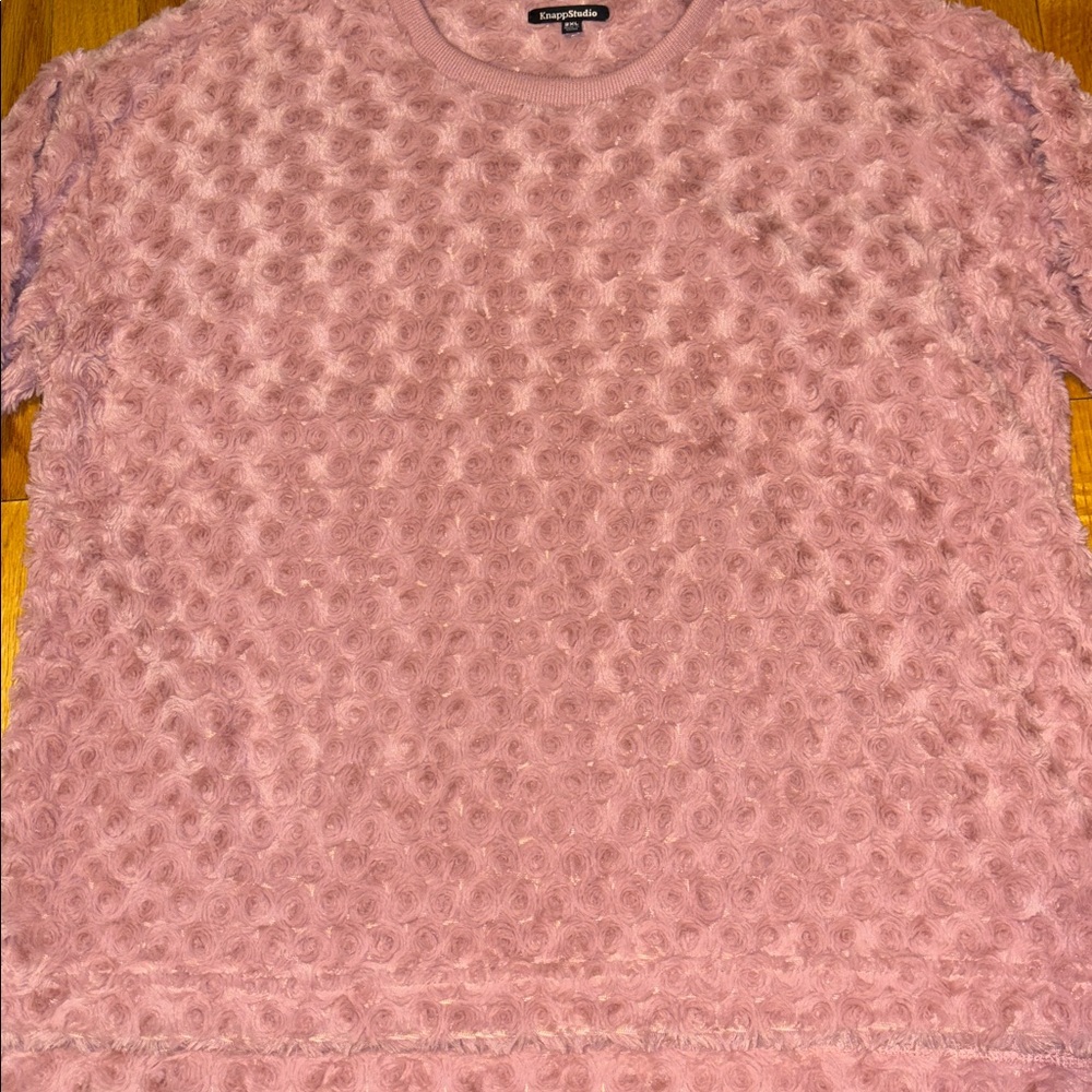 Knapp Studio Textured Mauve Rose Buds Crewneck Sweater 2XL EUC - Picture 2 of 5